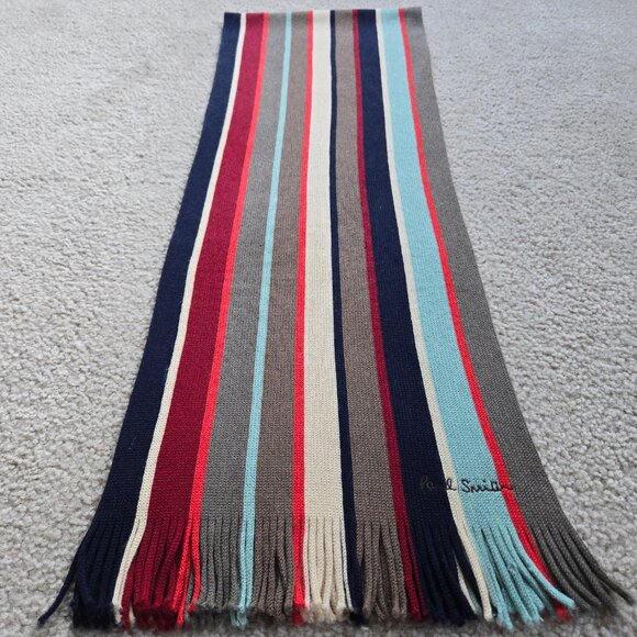Paul Smith 100% Wool Striped Scarf TINY FLAW - Picture 8 of 12